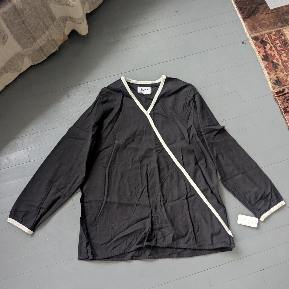 Black Long Sleeve Top with White Trim